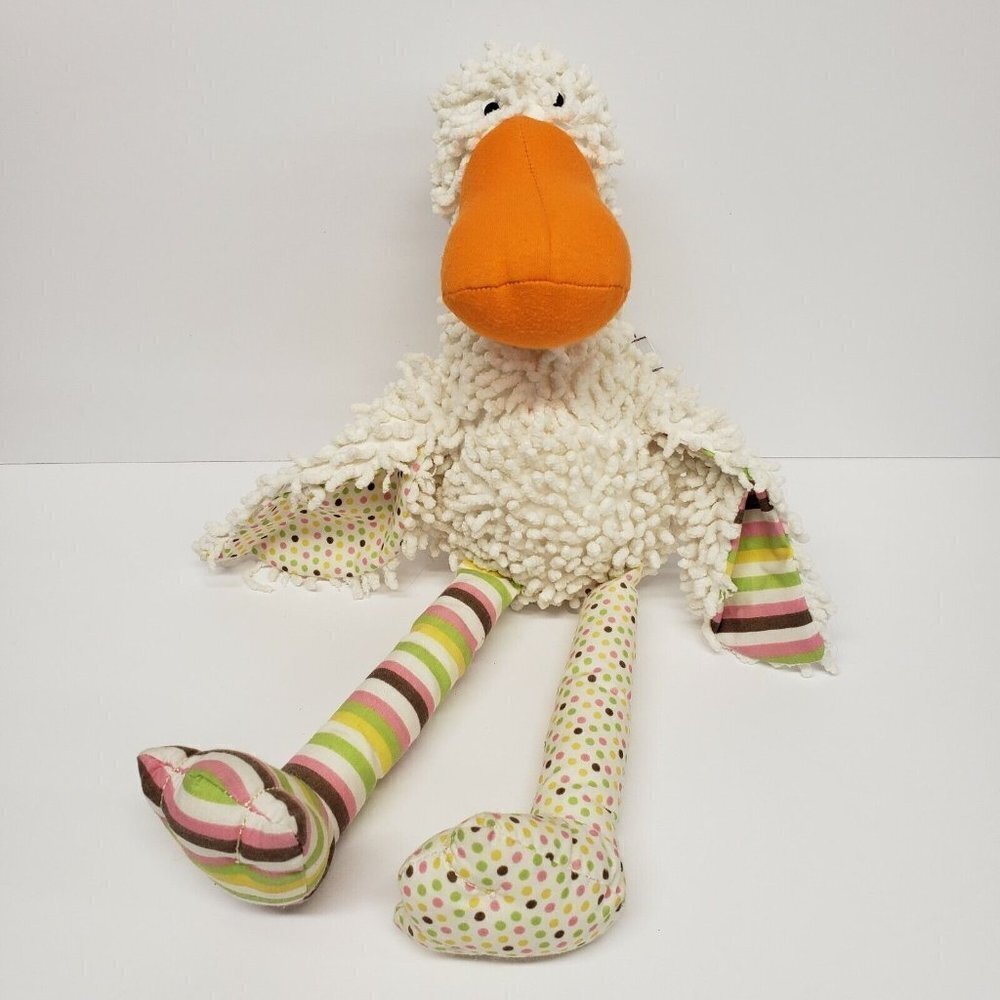 Gund 15" Dolly Chenille Duck Polka Dot Stripes Legs Plush
